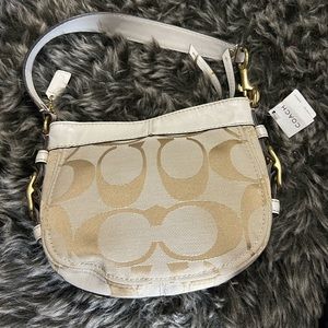 Small coach khaki / white purse